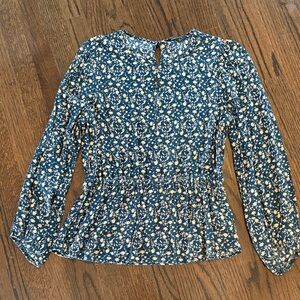 Banana Republic Navy Floral Blouse